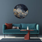 GOLDEN PEAK OF BLUE Round Wall Art
