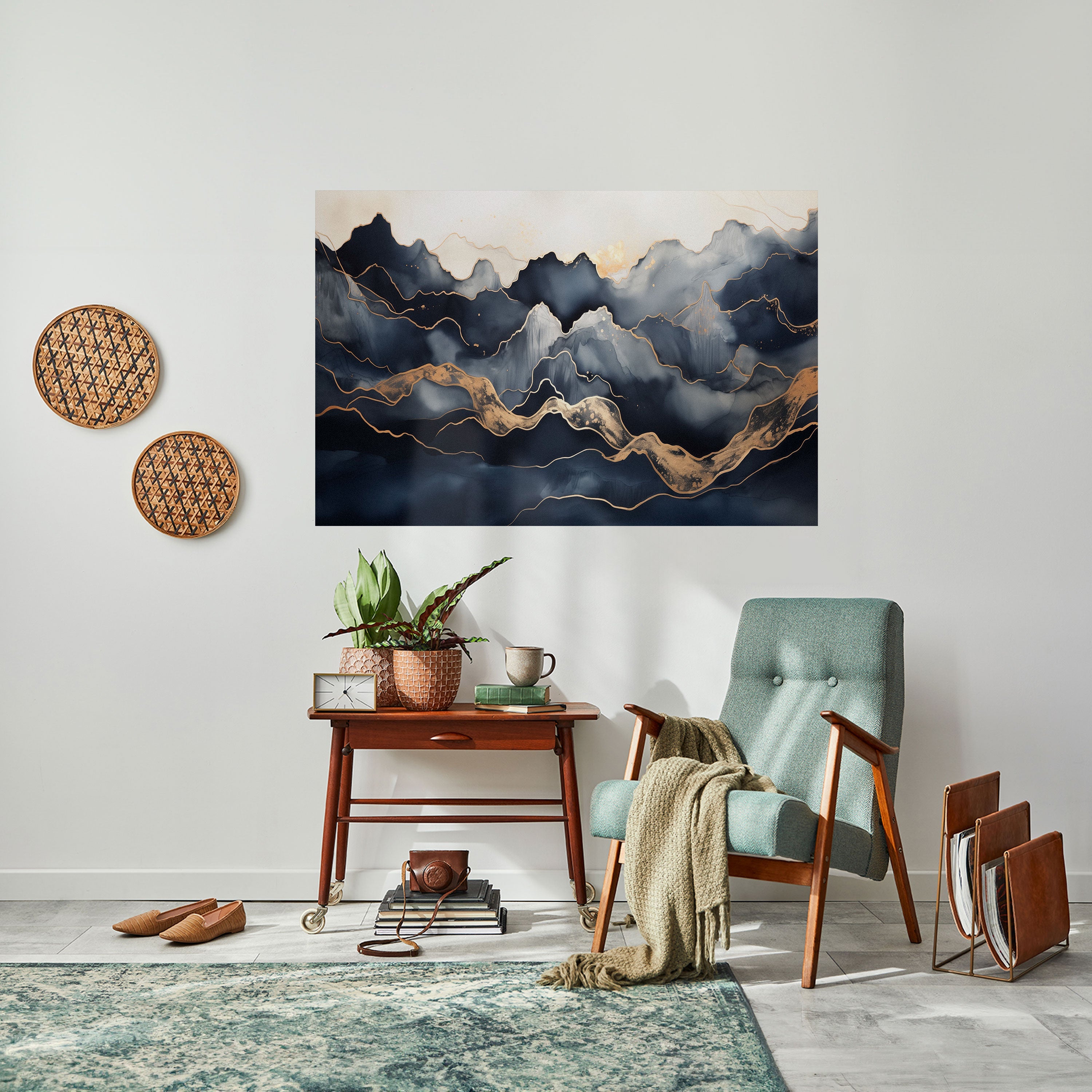 GYLLENE ALPINSKA LYCKA Horisontell Poster med självhäftande text