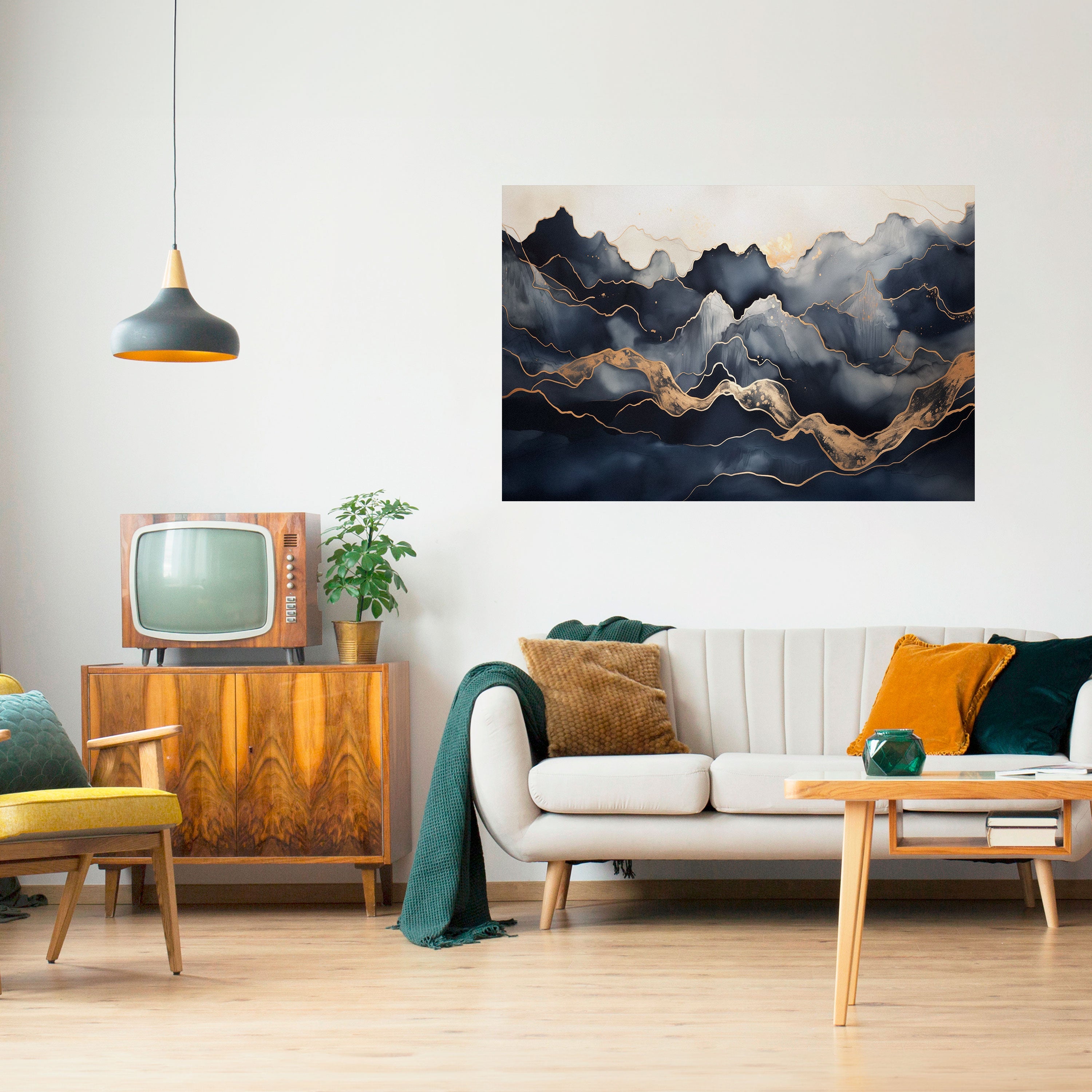 GYLLENE ALPINSKA LYCKA Horisontell Poster med självhäftande text
