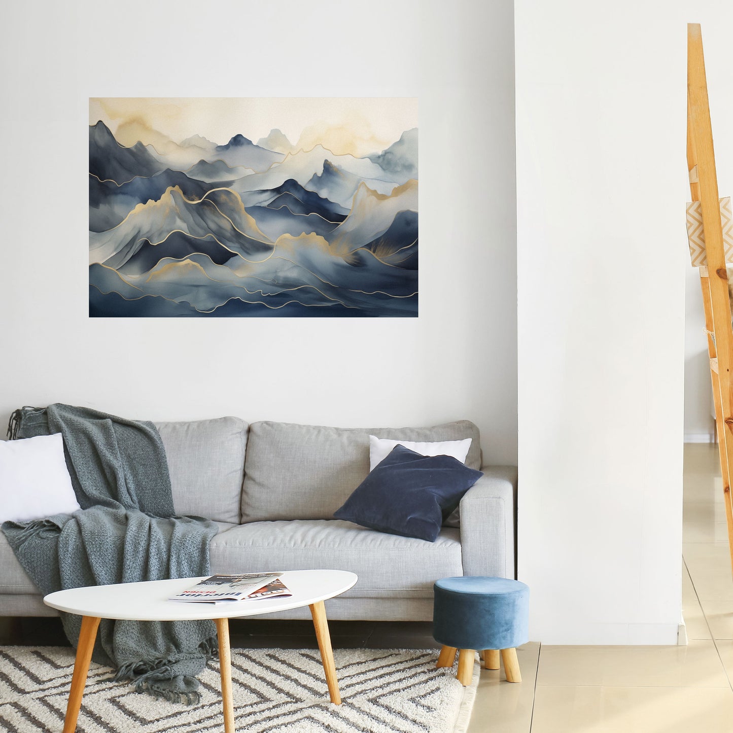 GOLDEN MOUNTAIN FOG Peel and Stick Horizontal Poster