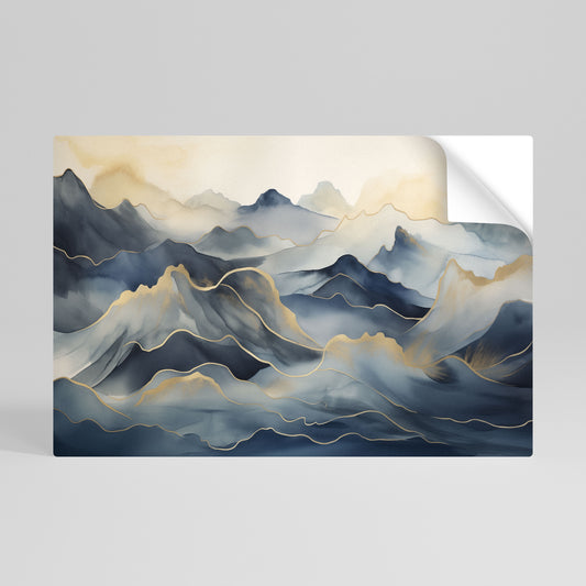 GOLDEN MOUNTAIN FOG Självhäftande Horisontell Poster