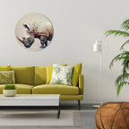FUTURISTIC RHINO Round Wall Art
