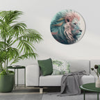 LUMINOUS LION MAJESTY Round Wall Art