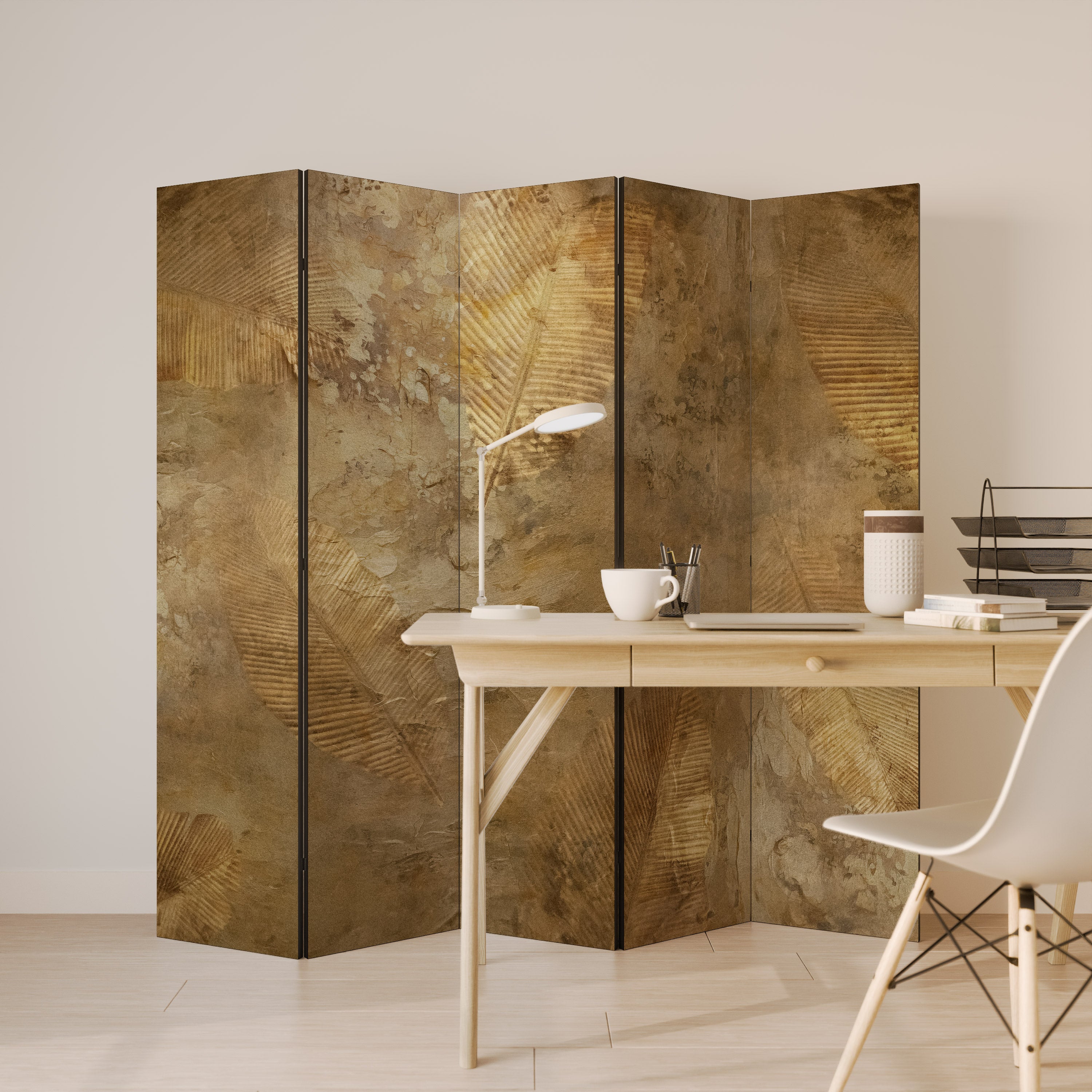 GILDED LEAF CASCADE Dekorativ rumsavdelare – 5 paneler