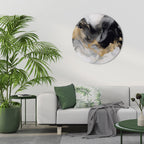 BLACK AND WHITE CONFLUENCE Round Wall Art