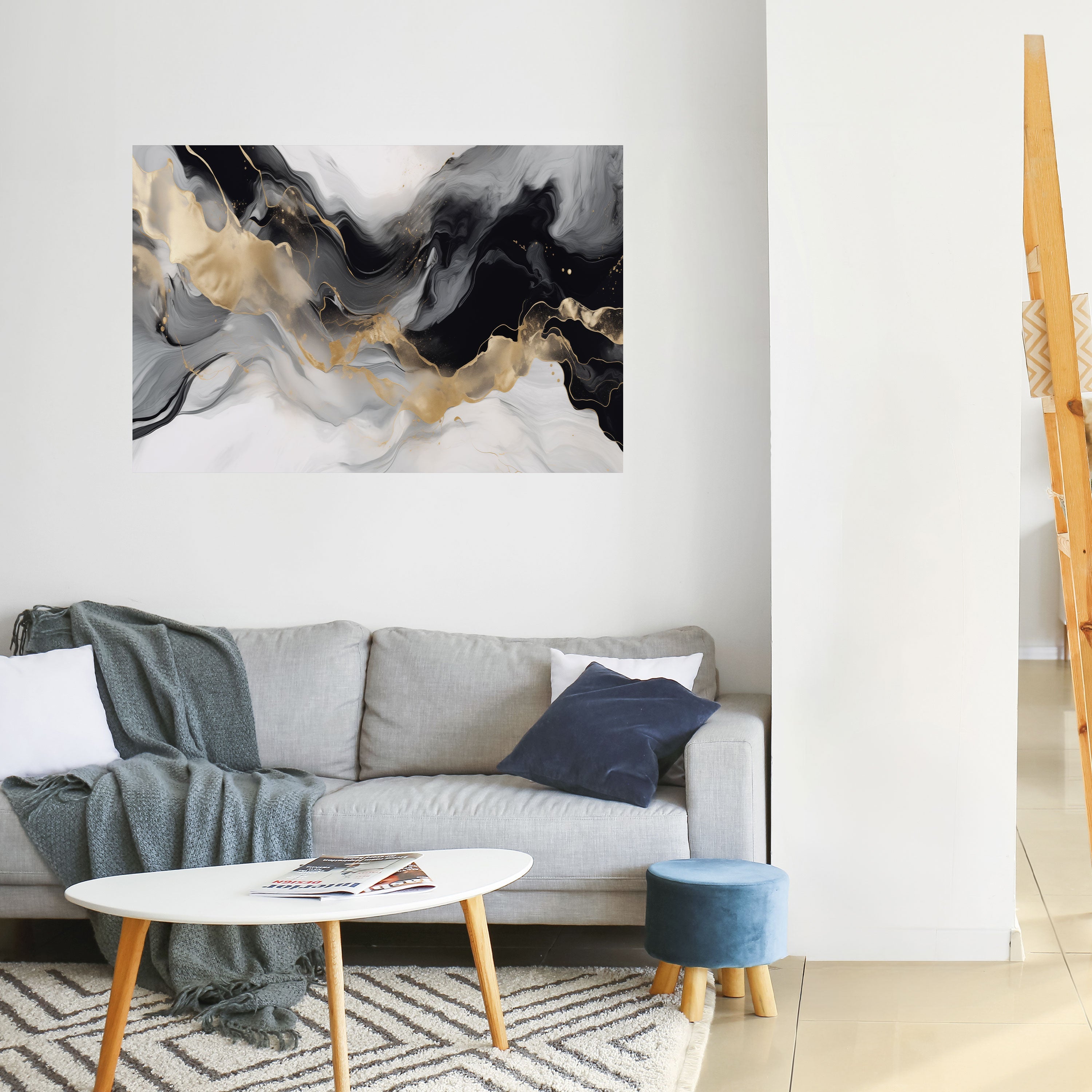 Svartvit konfluens horisontell poster med självhäftande tryck