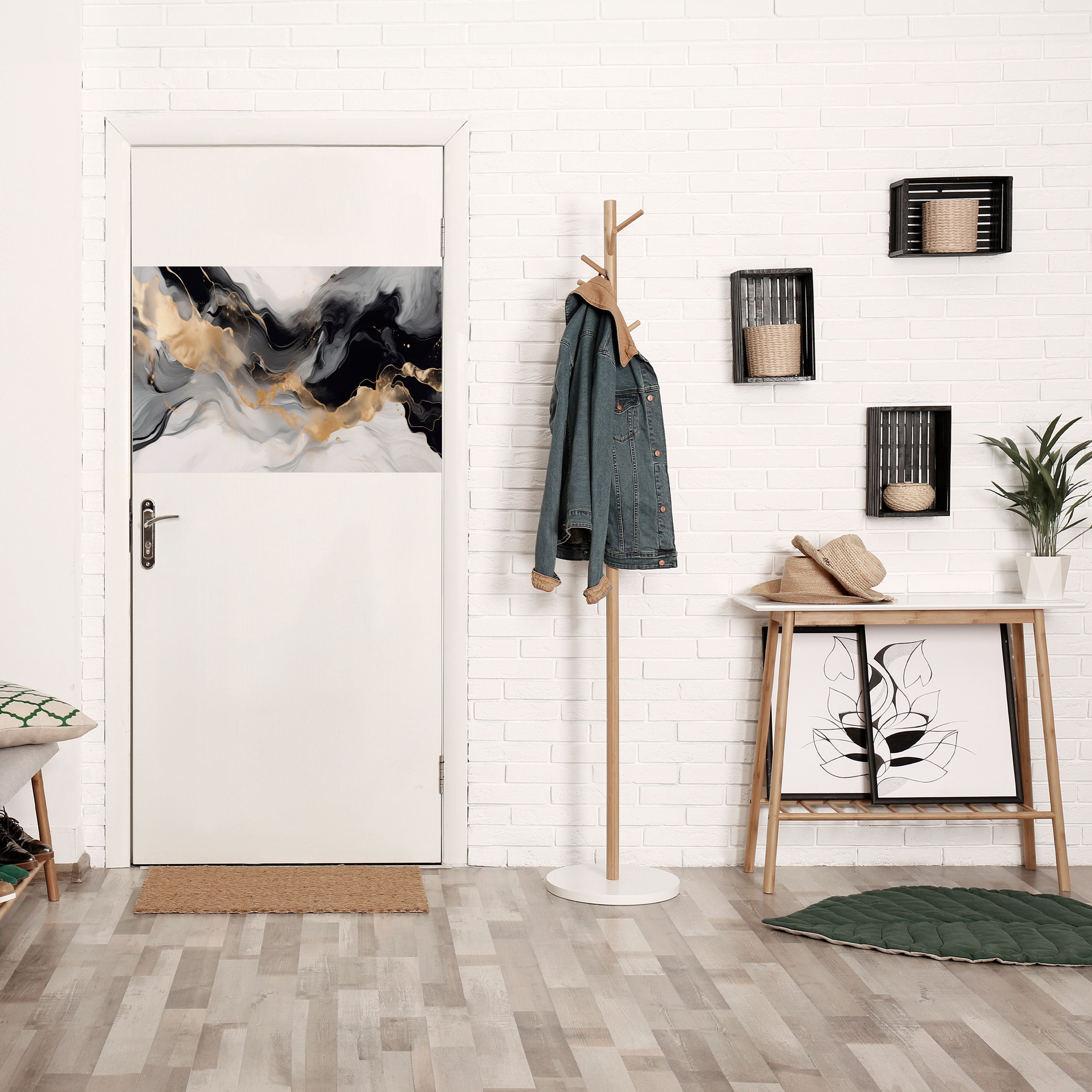 Svartvit konfluens horisontell poster med självhäftande tryck