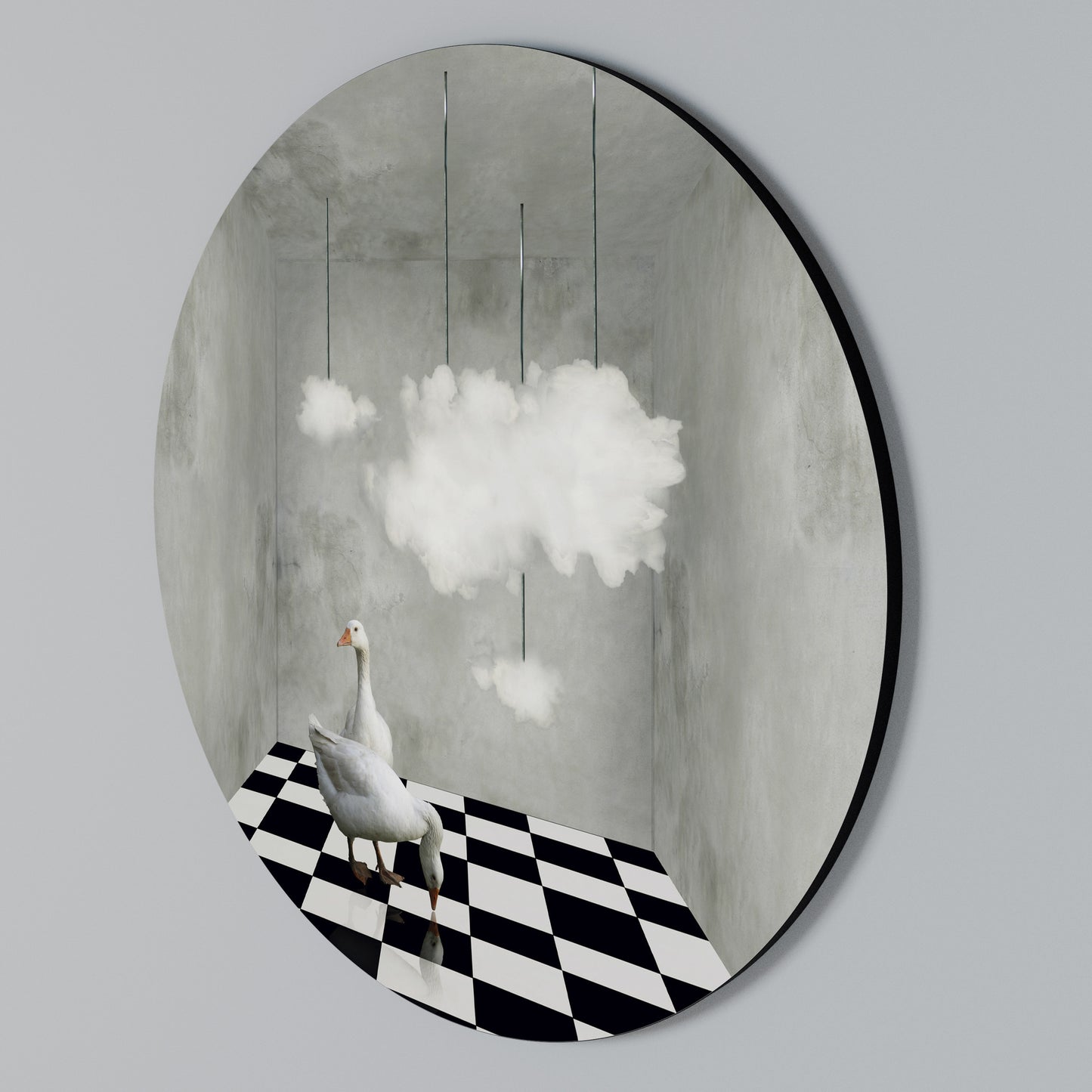 CHESS CLOUD SWAN Rund väggdekor