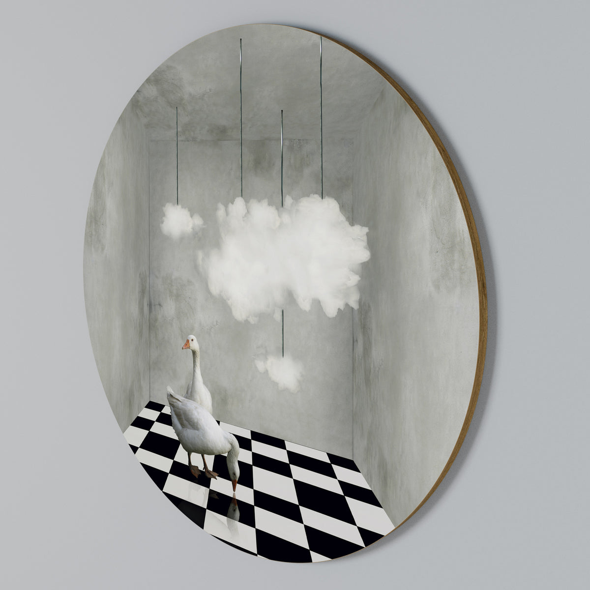 CHESS CLOUD SWAN Rund väggdekor