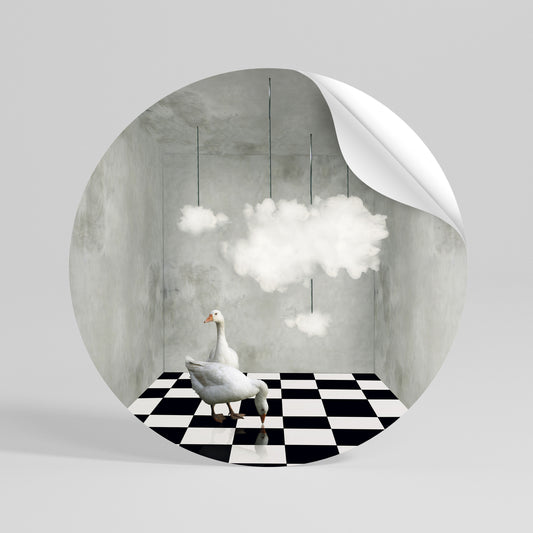 CHESS CLOUD SWAN Rund väggdekal