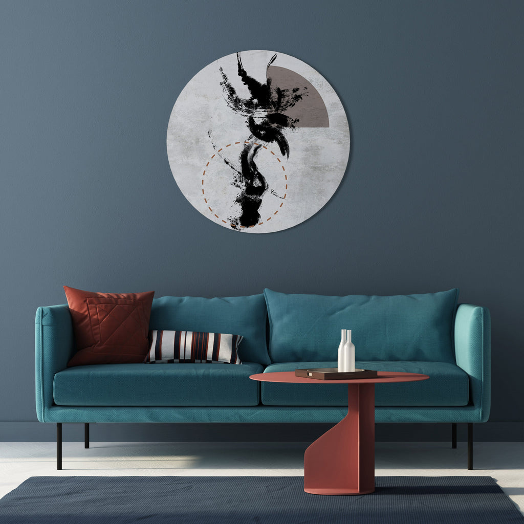 FLÄCKAR AV INTROSPEKTION Rund väggkonst