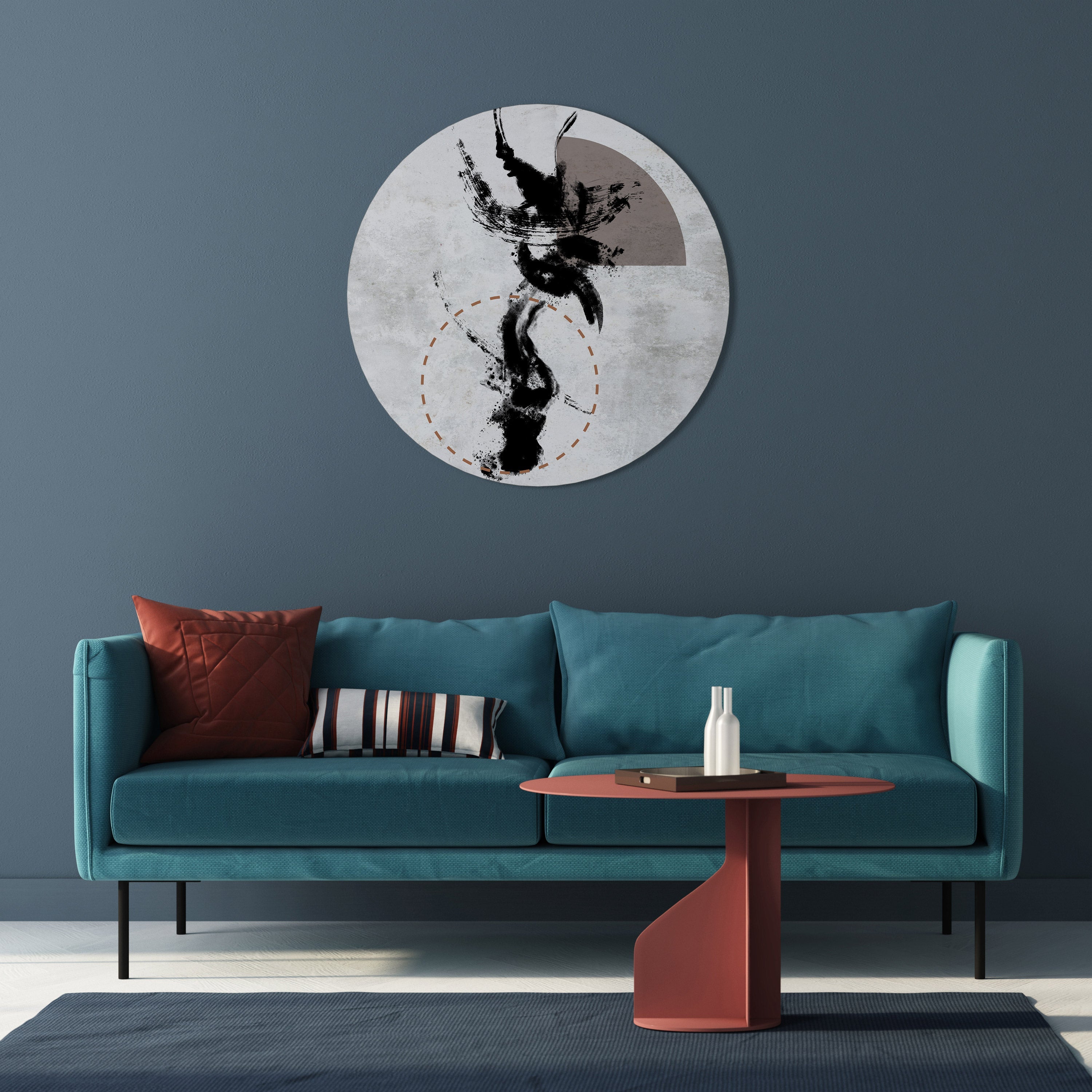 FLÄCKAR AV INTROSPEKTION Rund väggkonst