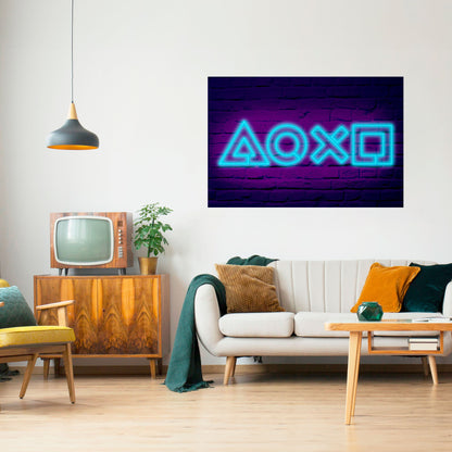 NEON PULSE GAMING horisontell affisch med självhäftande mönster