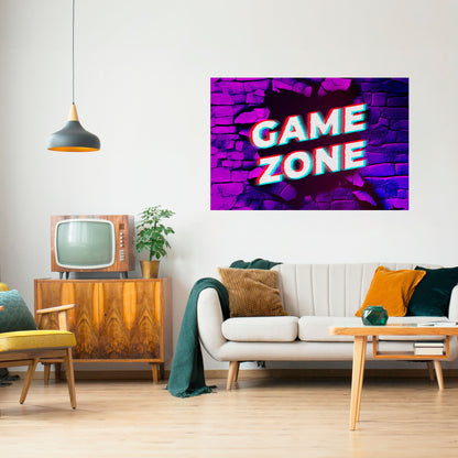 LUMINOUS GAME ZONE Horisontell affisch med självhäftande mönster