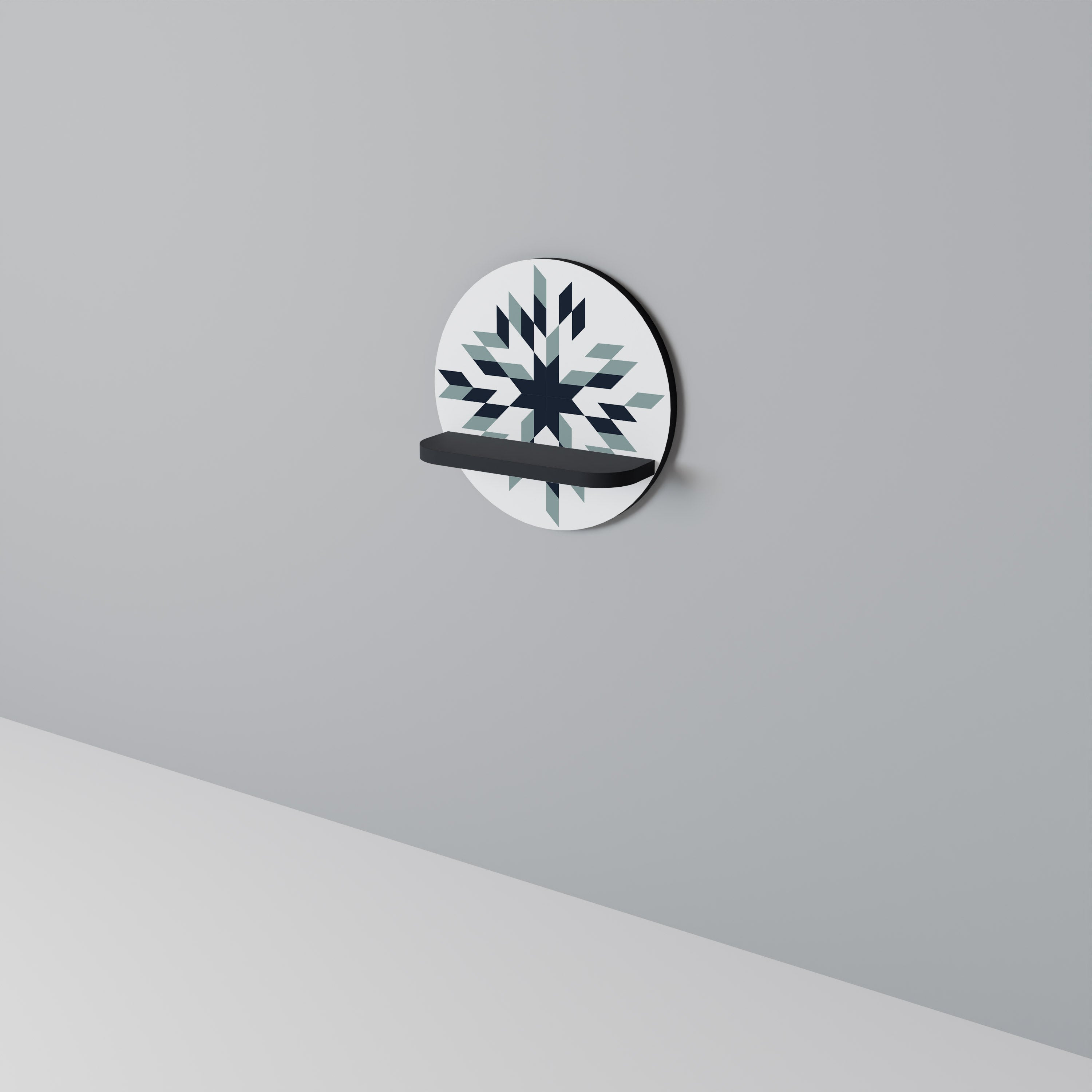 DAWN MOSAIC Rund konsthylla i svart finish