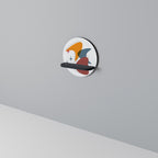 STELLAR STROKES Round Art Shelf In Black Finish