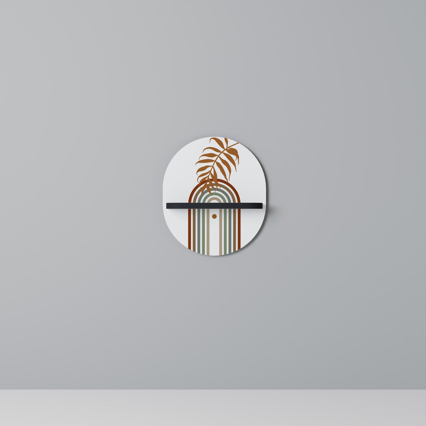 LEAF ON THE TOP Oval Art Shelf In Black Finish