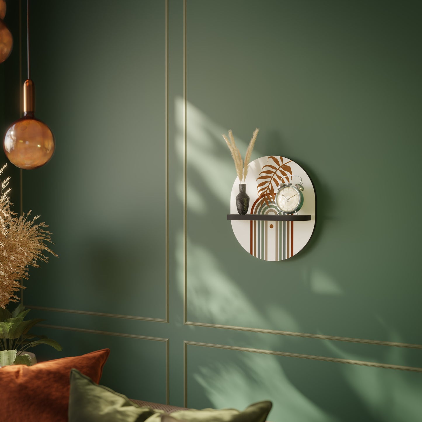 LEAF ON THE TOP Oval Art Shelf In Black Finish