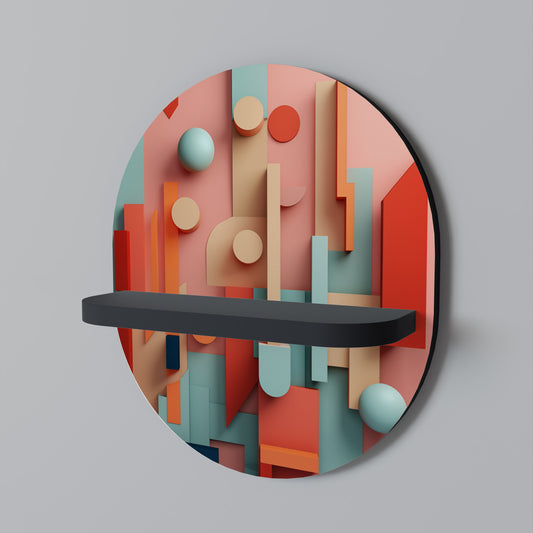COLORBURST KONSTRUKT Oval konsthylla i svart finish