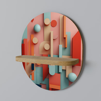 COLORBURST KONSTRUKT Oval konsthylla i ekeffekt