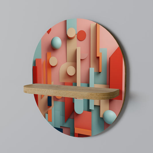 COLORBURST KONSTRUKT Oval konsthylla i ekeffekt