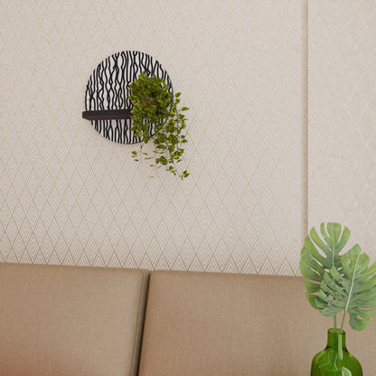 LUNA LINES Round Art Shelf In Black Finish