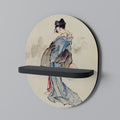 GEISHA FANTASY Oval Art Shelf In Black Finish