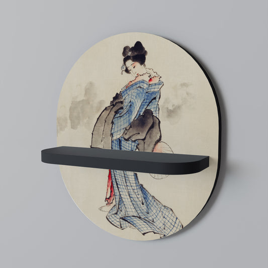 GEISHA FANTASY Oval konsthylla i svart finish