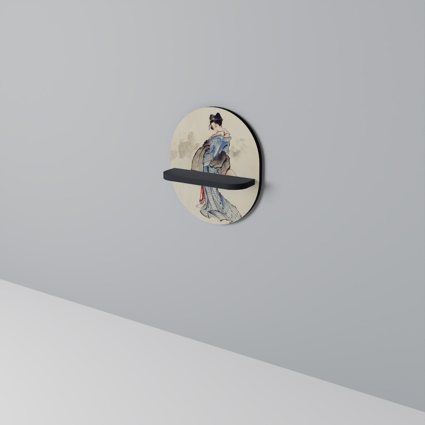 GEISHA FANTASY Oval konsthylla i svart finish