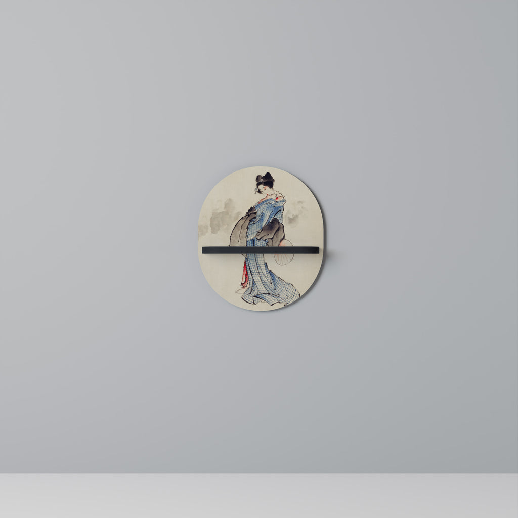 GEISHA FANTASY Oval konsthylla i svart finish