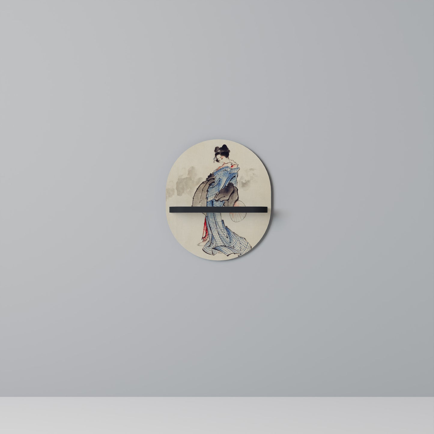 GEISHA FANTASY Oval konsthylla i svart finish