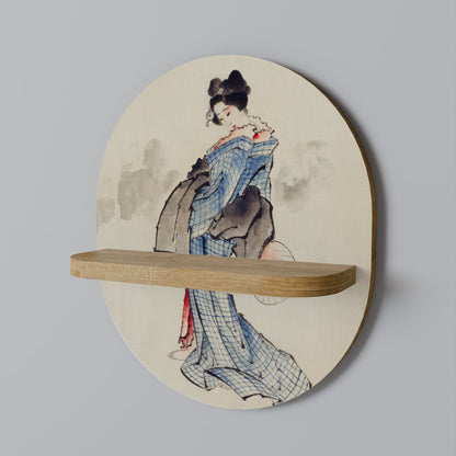 GEISHA FANTASY Oval konsthylla i ekeffekt