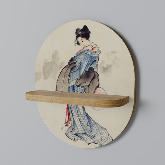 GEISHA FANTASY Oval konsthylla i ekeffekt