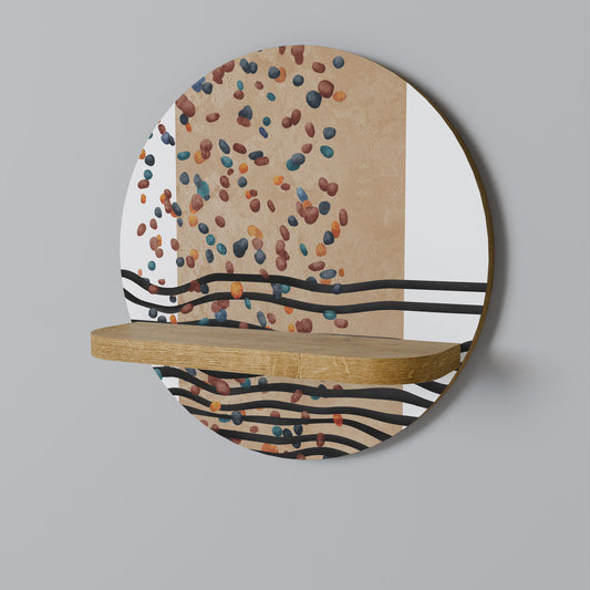 IMAGINARY RAIN Round Art Shelf In Oak Effect