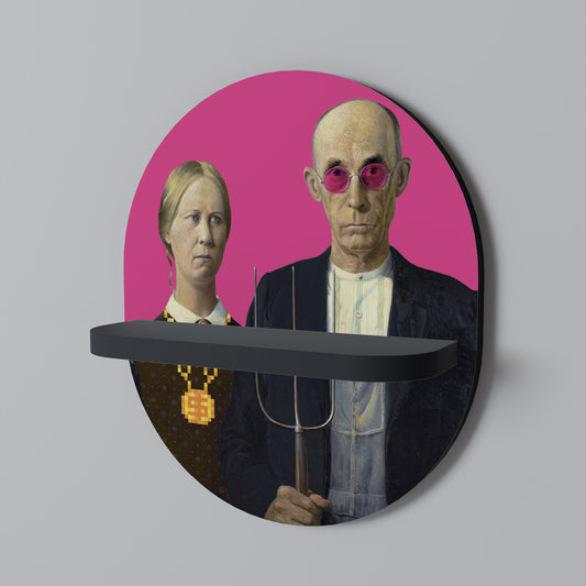 AMERICAN GOTHIC BLING Oval konsthylla i svart finish