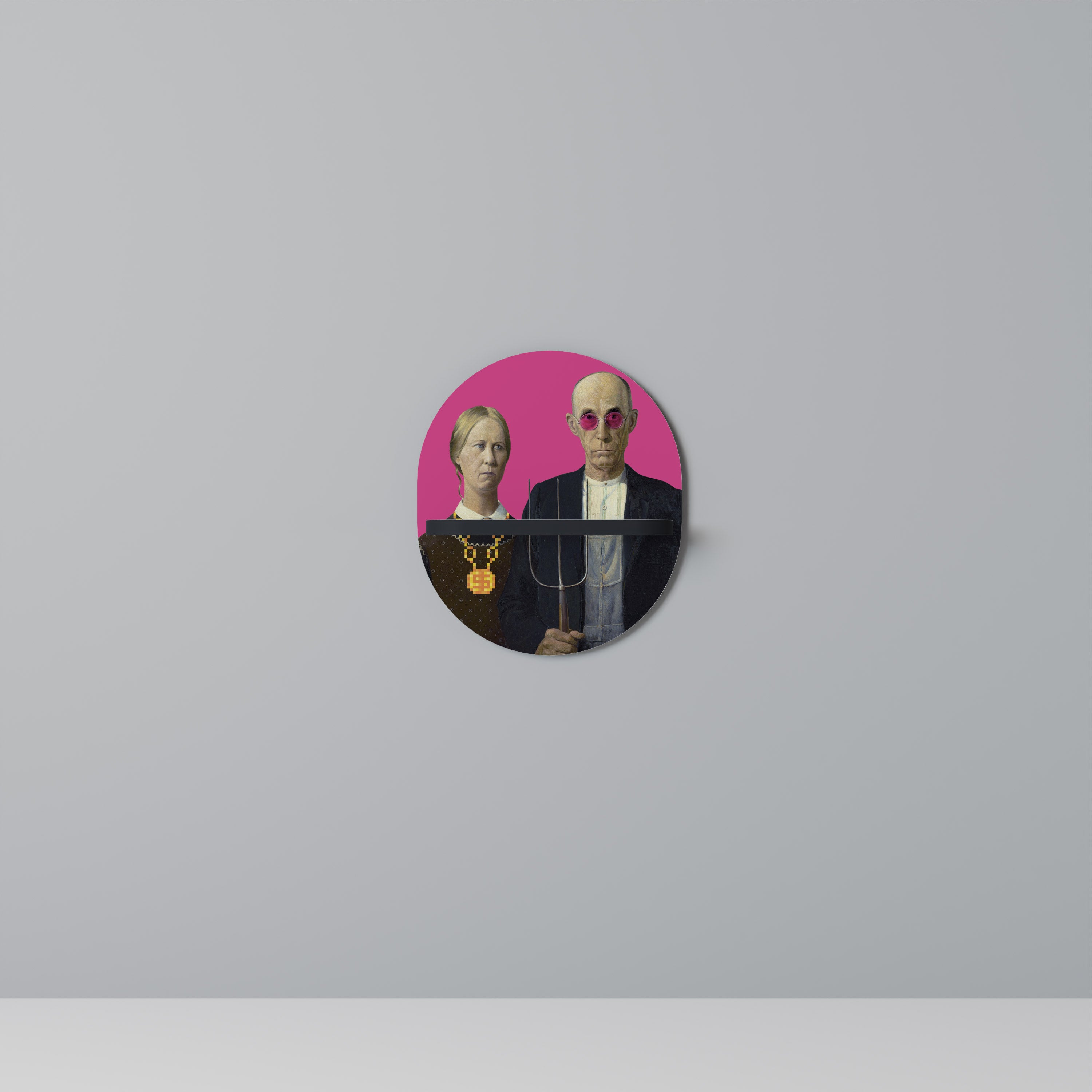AMERICAN GOTHIC BLING Oval konsthylla i svart finish