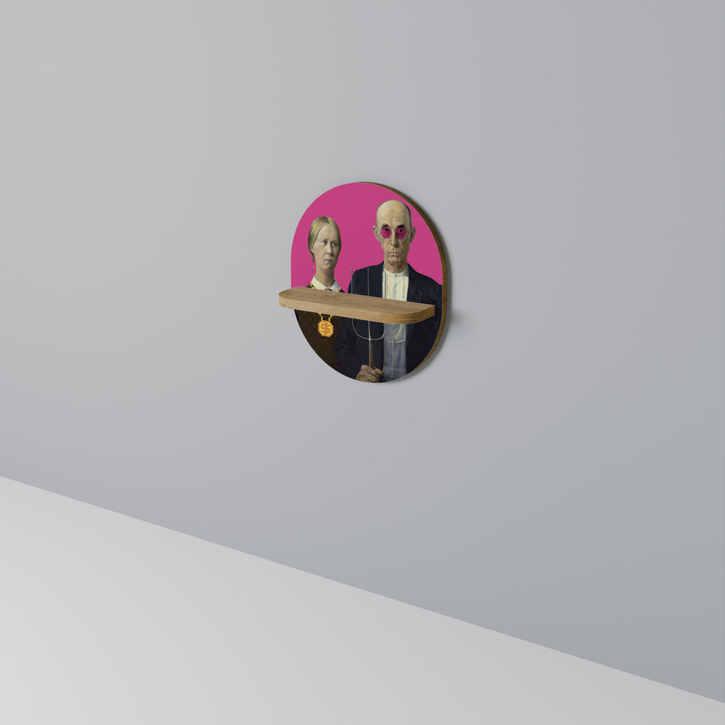 AMERICAN GOTHIC BLING Oval konsthylla i ekeffekt