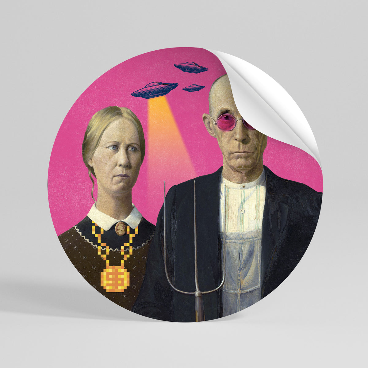 AMERICAN GOTHIC ALIEN Rund väggdekal