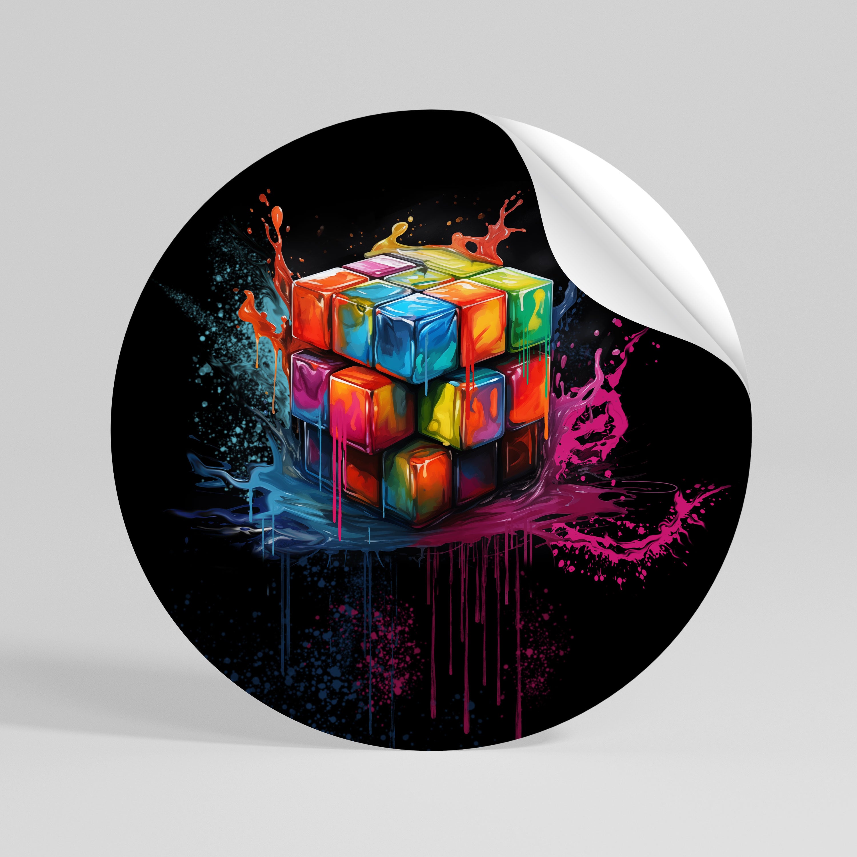 CUBE FUSION Peel and Stick Round Sticker