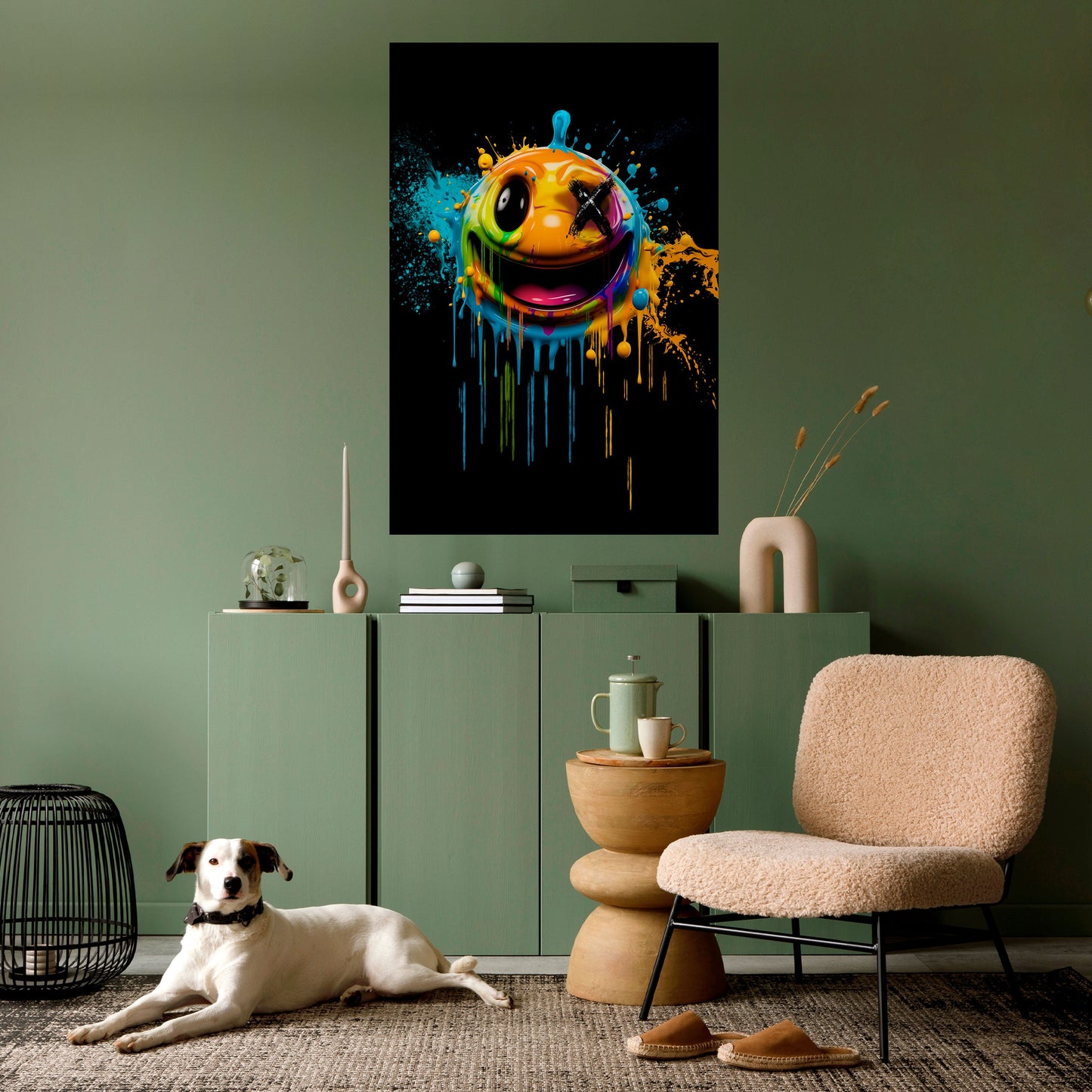 TRIPPY HAPPINESS vertikal affisch med självhäftande text