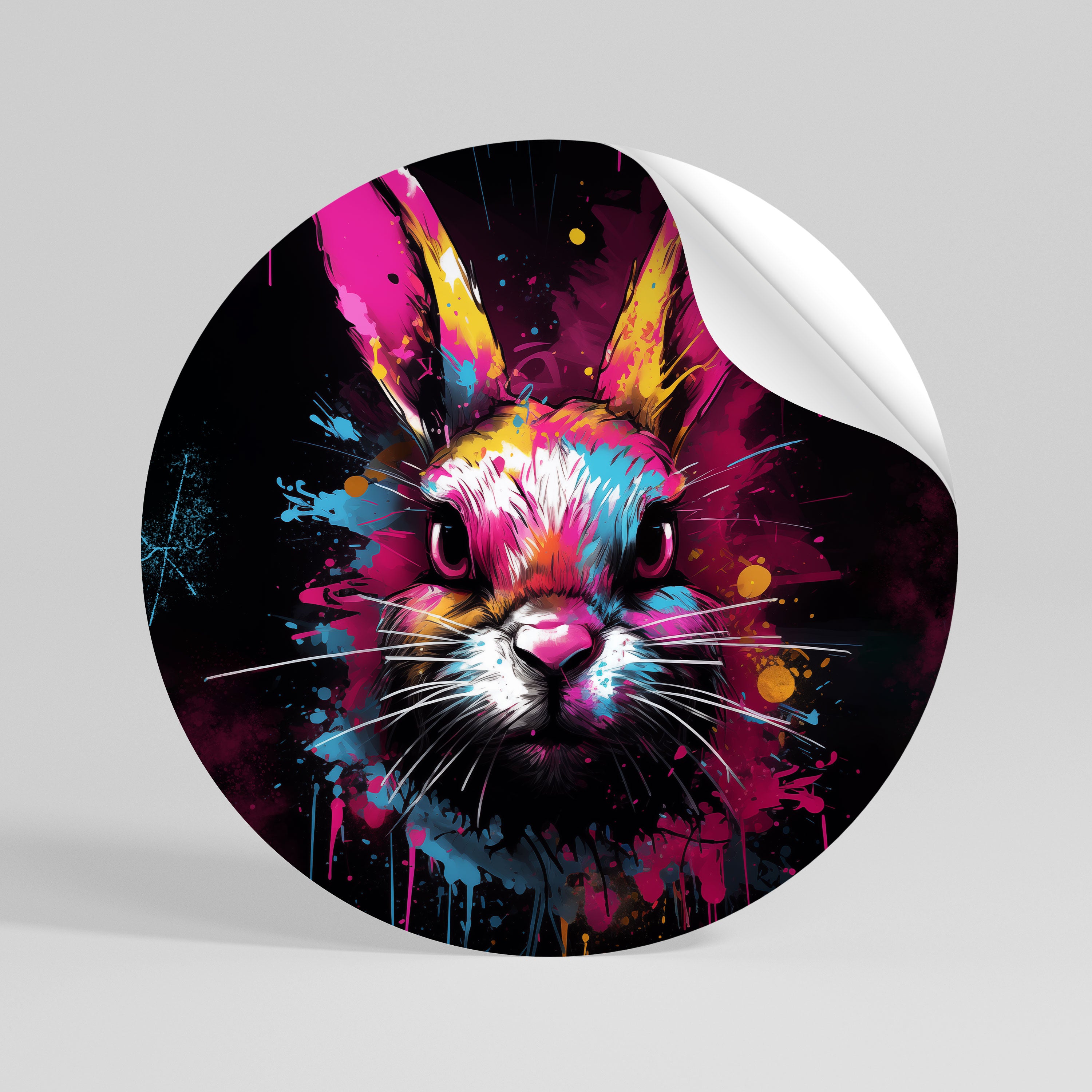 DON'T FOLLOW THE RABBIT Peel and Stick Round Sticker