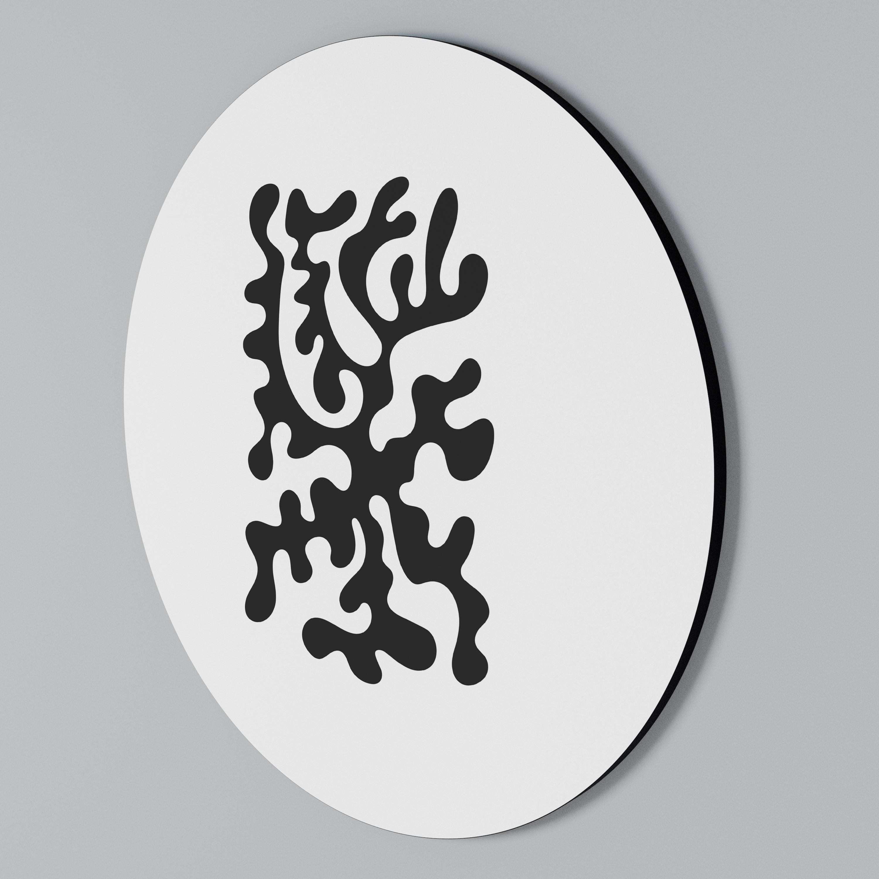 Rund väggdekoration med träkolsmönster