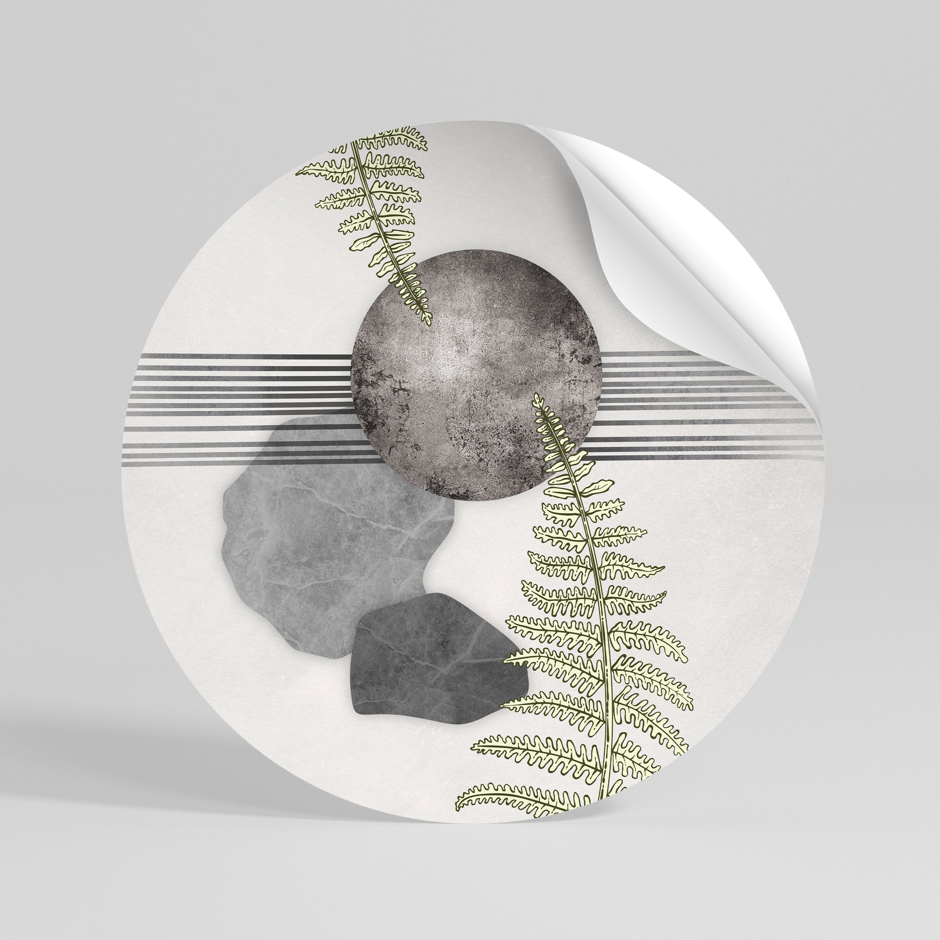 FERN MELANCHOLY Peel and Stick Round Sticker