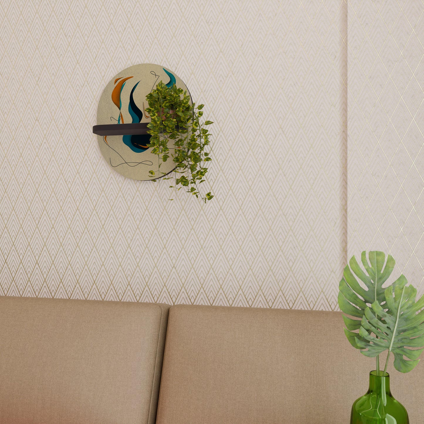DREAMY DAZE Oval konsthylla i svart finish