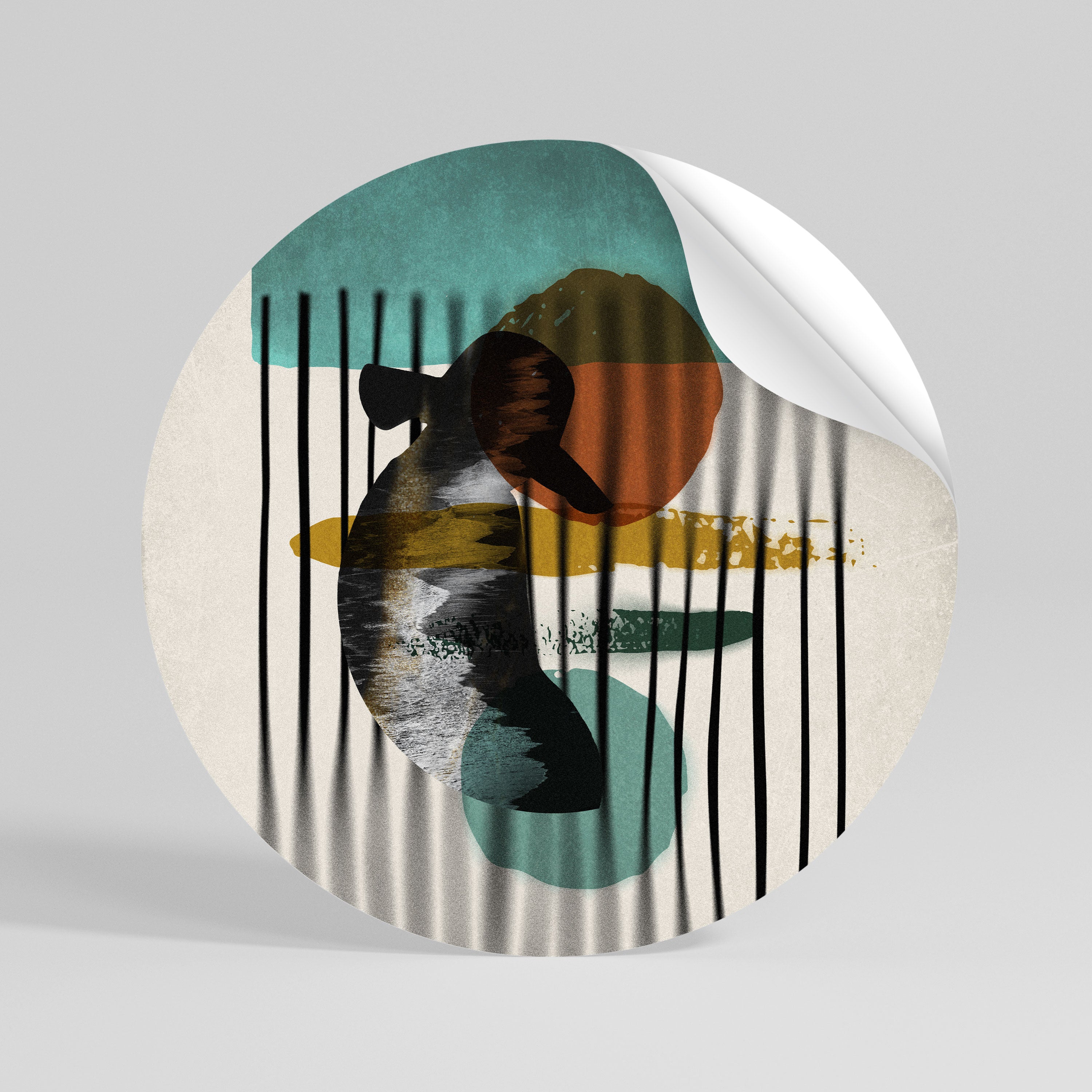 INKWELL TURQOISE Peel and Stick Round Sticker