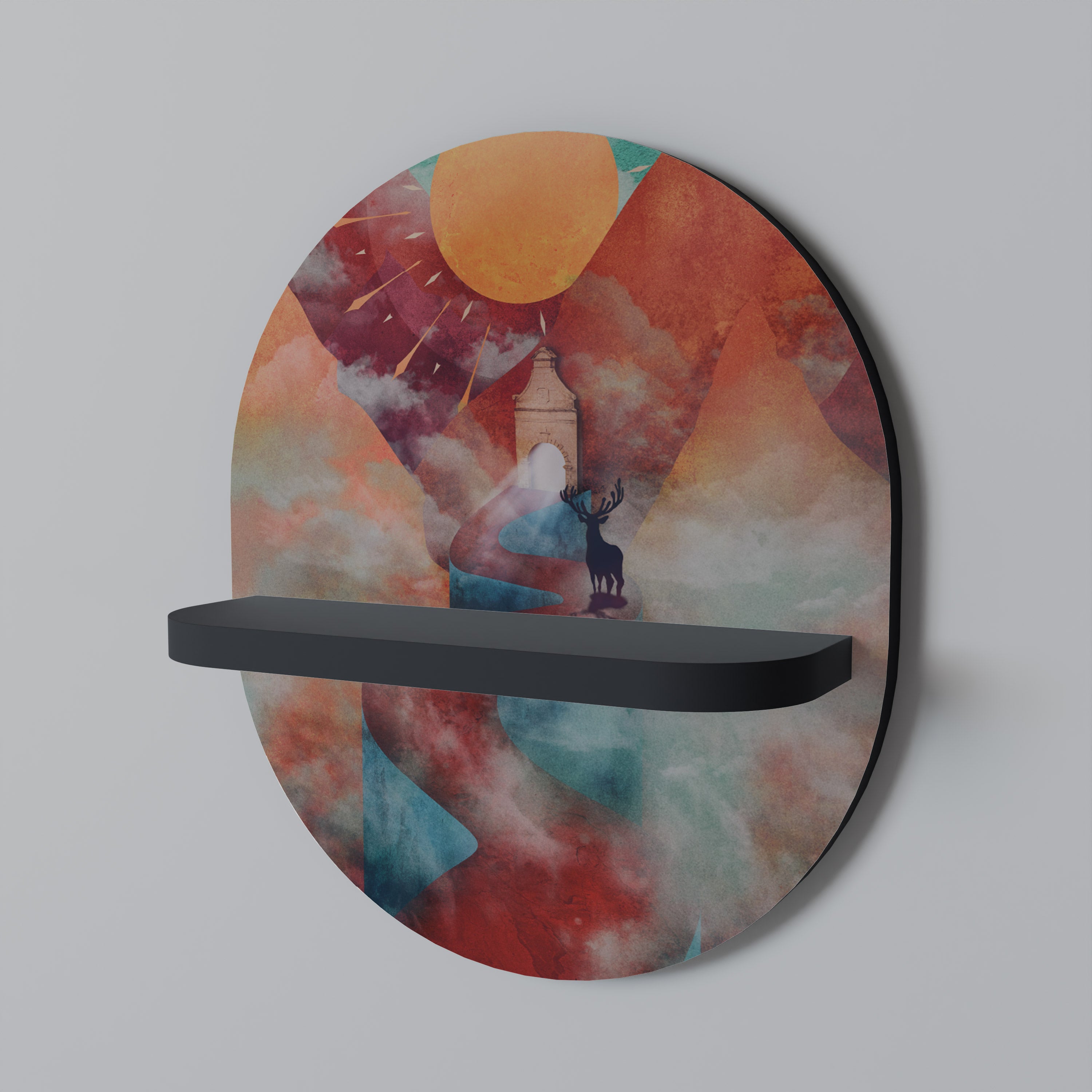 THE DEER MOUNTAIN Oval konsthylla i svart finish