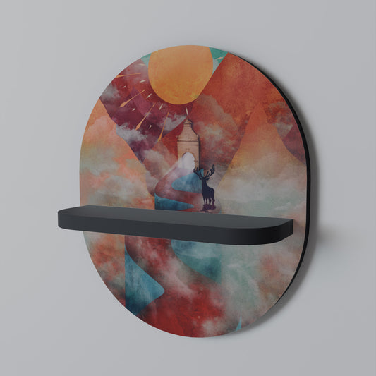 THE DEER MOUNTAIN Oval konsthylla i svart finish