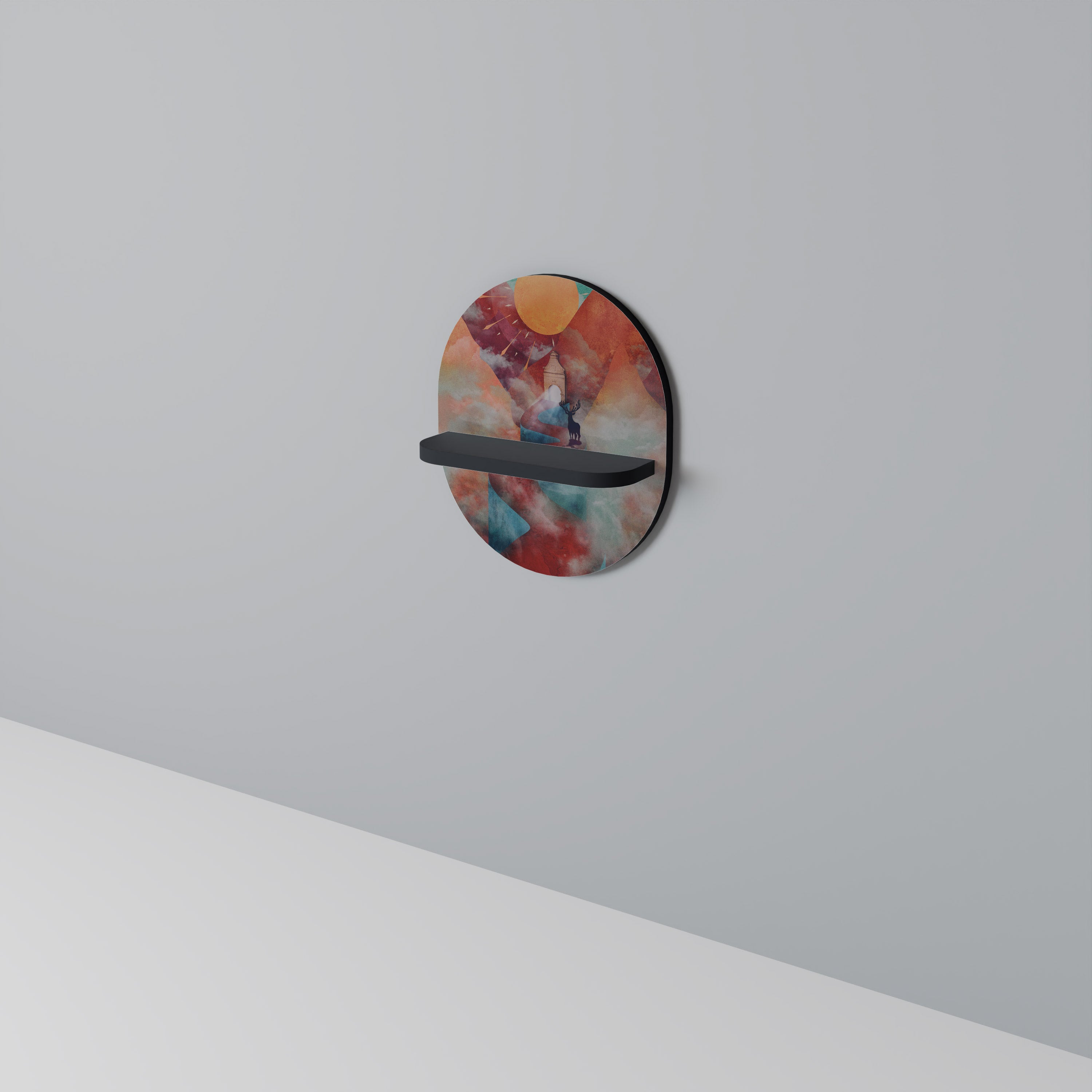 THE DEER MOUNTAIN Oval konsthylla i svart finish