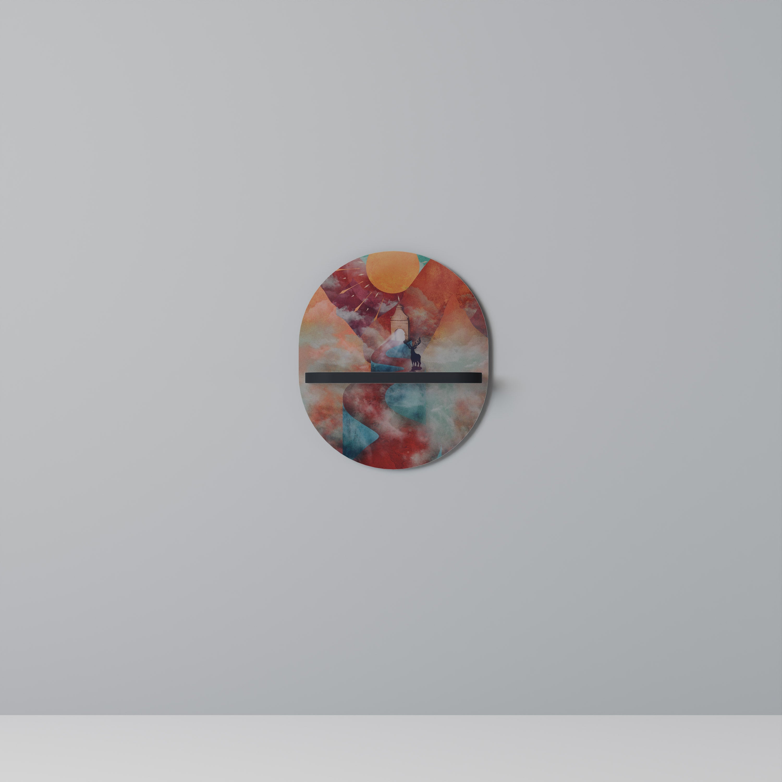 THE DEER MOUNTAIN Oval konsthylla i svart finish