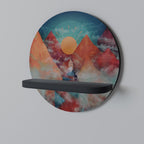 HJORTBERGET Rund konsthylla i svart finish